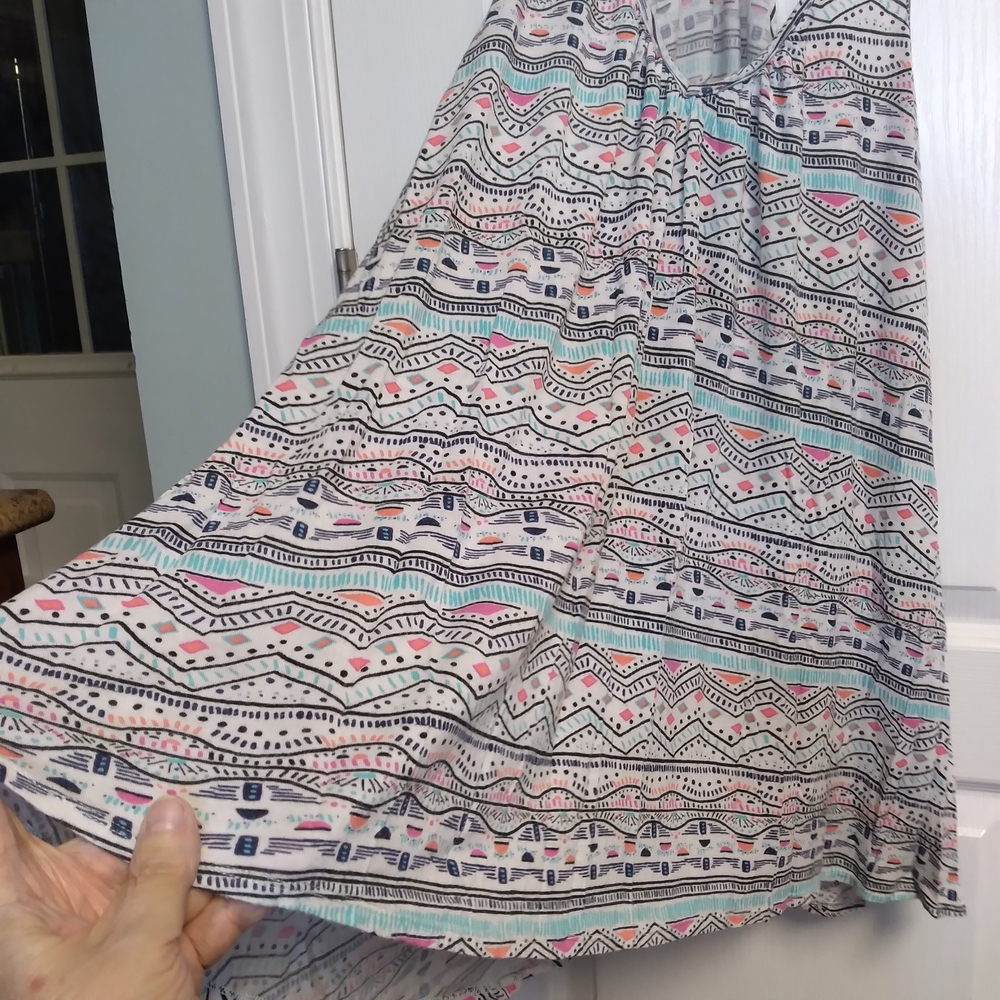 Liberty Love Pastel Tribal Stripe Sleeveless Top Oversized Hi Lo Beach - Picture 3 of 10
